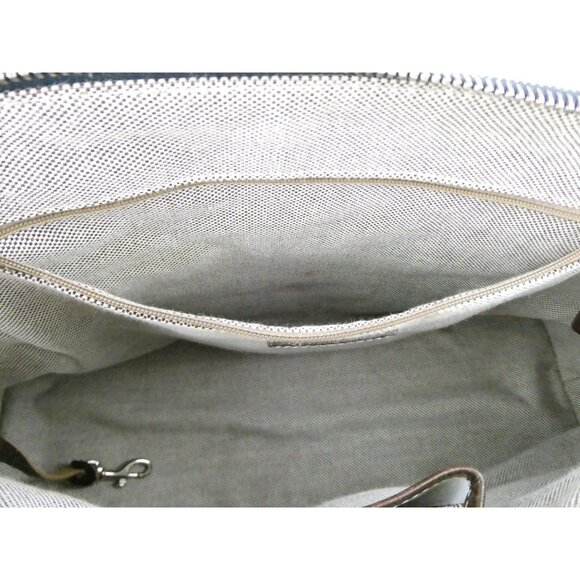 Dooney & Bourke Blue Signature Logo  Leather Trim & Handles Satchel Bag - Picture 12 of 16